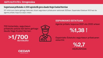 Segurtasun pribatuko 4.500 agentetik gora daude Hego Euskal Herrian (2)