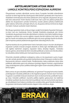 Biderkatzen ari diren erasoen aurrean antolatzea ezinbestekoa dela azpimarratu dute Errakik eta haren parte diren Langile Kontrolpeko Espazioek (5)
