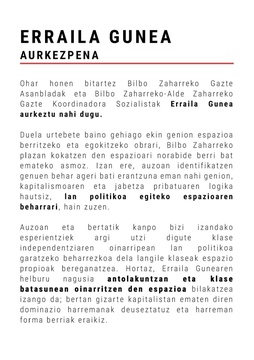 Igandean Erraila Gunea aurkeztuko dute Bilbo Zaharreko Gazte Asanbladak eta GKSk (1)