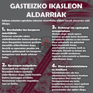 Ikasleen bizi baldintzak hobetzeko hainbat neurri aldarrikatu ditu Ikasleon Gasteizko Autodefentsa Sareak (2)