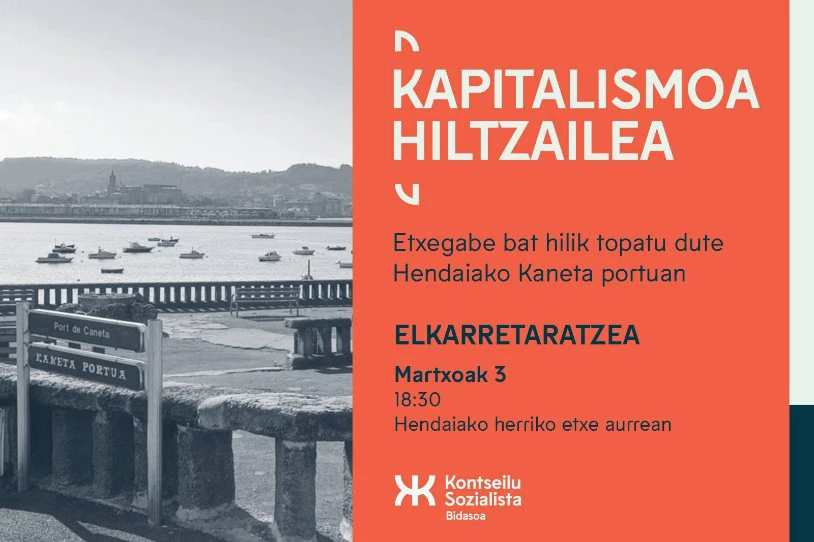 Hendaian protestara deitu dute Kontseilu Sozialistek, pertsona etxegabe baten heriotza salatzeko