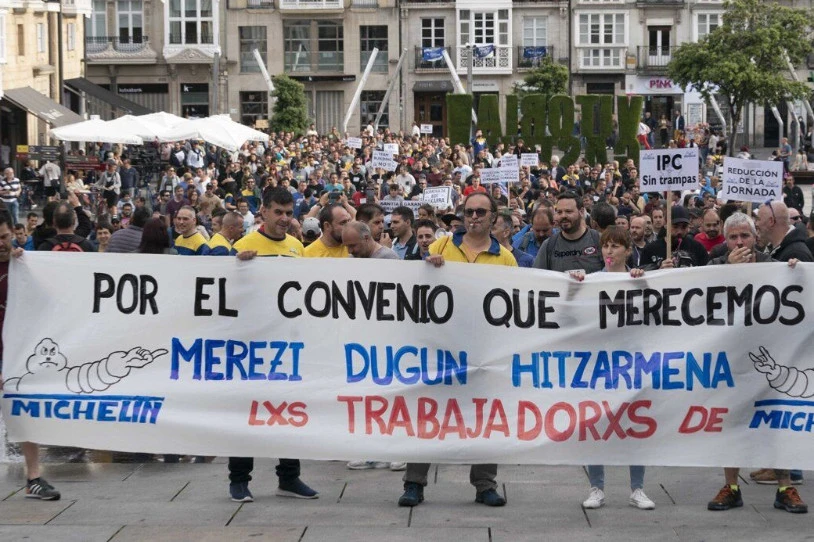 Ekoizpena murriztu du Gasteizko Michelinek, langileen protesten eraginez