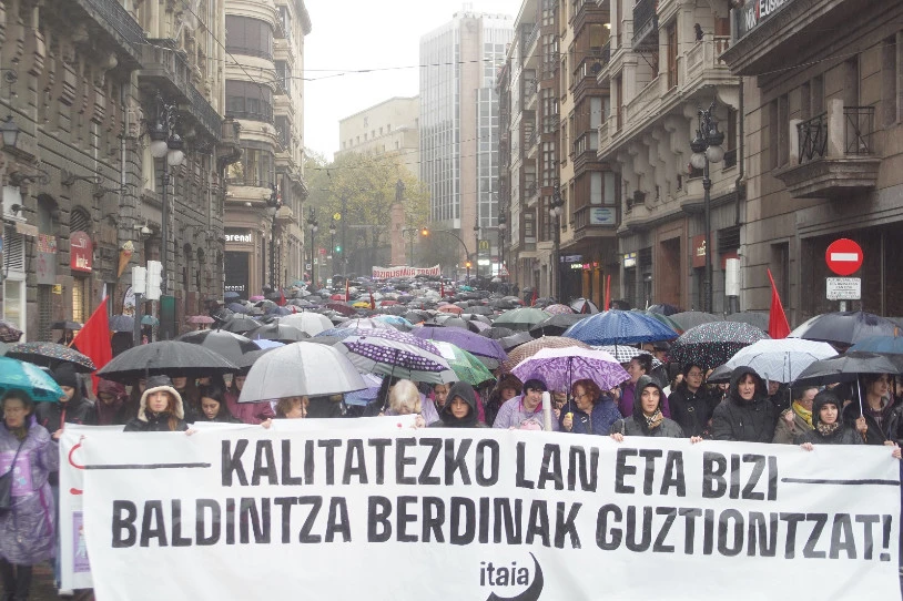 Guztiontzat kalitatezko lan- eta bizi-baldintzak aldarrikatu dituzte gaurko greban