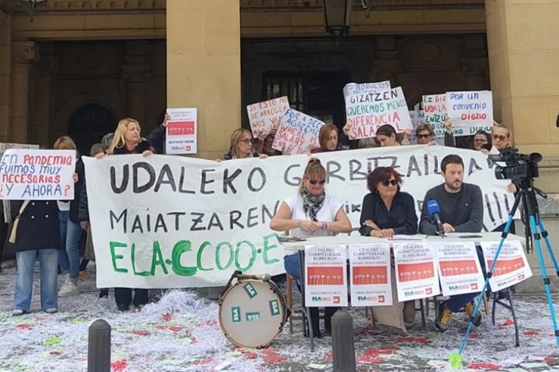 Greba mugagabea egingo dute Donostiako udal lokaletako garbitzaileek