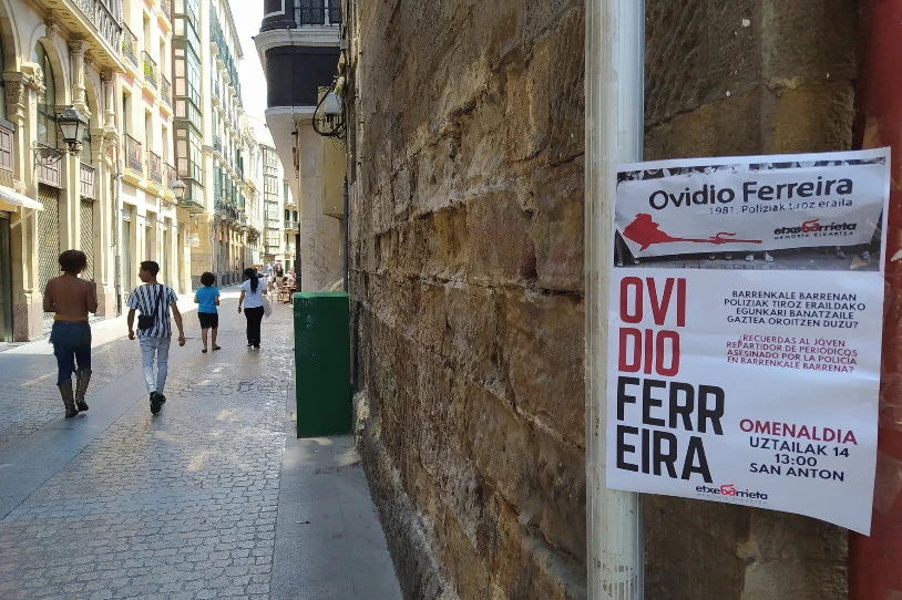 Ertzaintzaren mehatxuak eta identifikazioak Ovidio Ferreiraren omenaldian, Bilbon