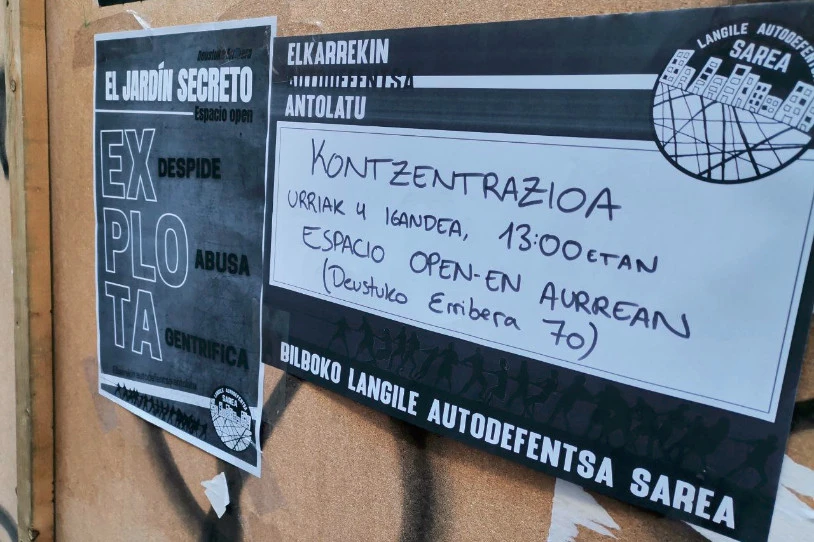 Bilboko Langile Autodefentsa Sareak azalpen-oharra aurkeztu du, Jardin Secreto-Espacio Openi erantzuteko
