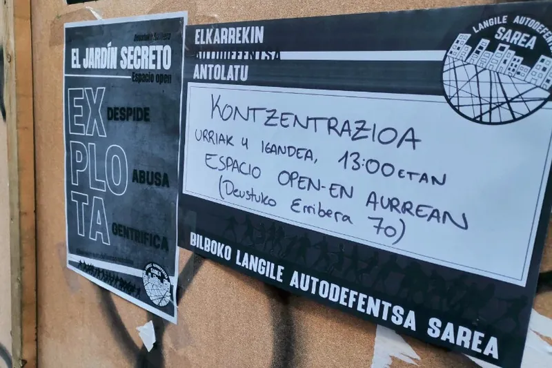 Bilboko Langile Autodefentsa Sareak azalpen-oharra aurkeztu du, Jardin Secreto-Espacio Openi erantzuteko