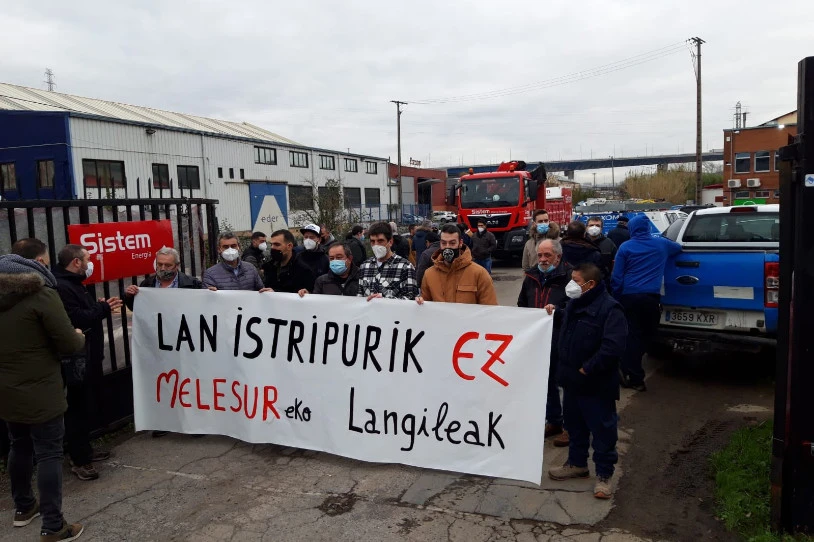 Protestara jo dute Melesurreko langileek, Bilbon lanean bizia galdu duen beharginaren erailketa salatzeko