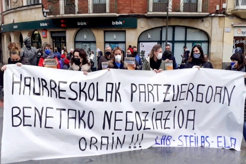 Haurreskolak partzuergoak hiru greba egun gehiago deitu ditu otsailerako