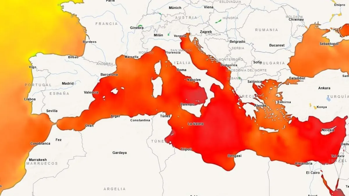 Mediterraneoak gainazaleko tenperaturaren errekorra hautsi du, 28,54ºC-ra iritsi ondoren